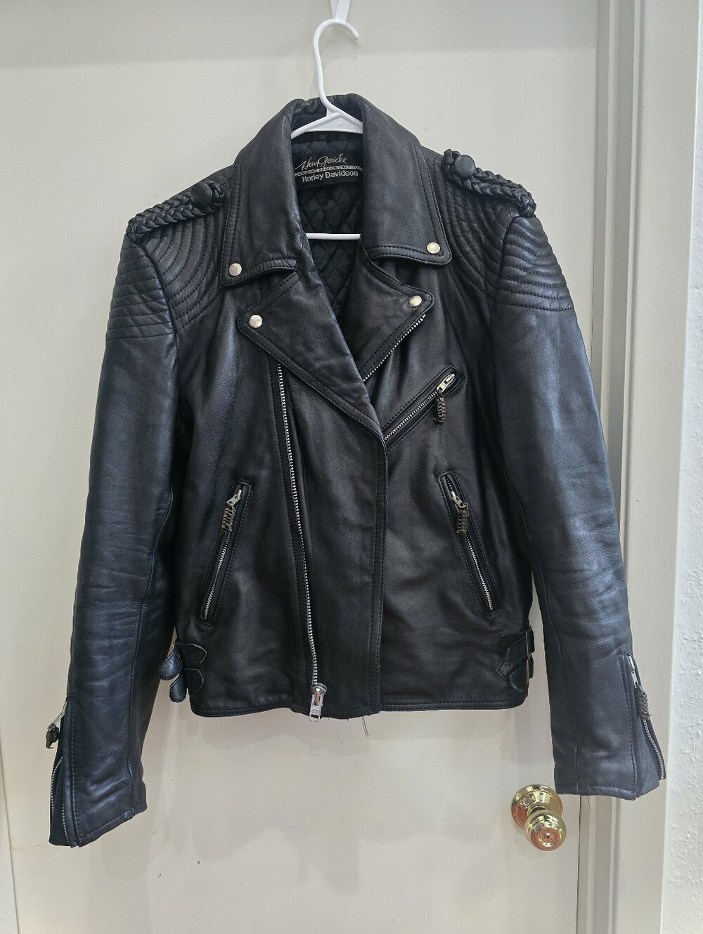 Vintage Harley Davidson x Hein Gericke Leather Biker Jacket Padded Shoulder 42